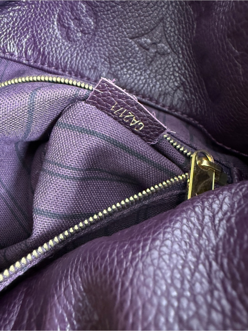 LOUIS VUITTON Artsy MM Monogram Empreinte Leather Shoulder Bag Handbag Purple - Picture 12 of 13